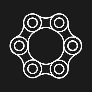 Bicycle Chain Link Icon. Circular Gear Symbol Outline.
