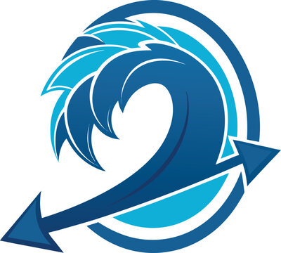 Dynamic ocean wave arrow logo design water current symbol for business branding