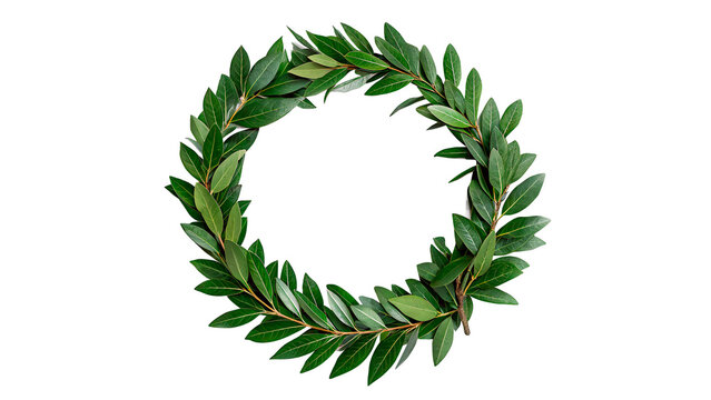 Fresh green laurel evergreen wreath for christmas holiday nature and festive home interior decoration and ornament concepts isolated on transparent background cut out