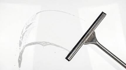 Obraz premium Squeegee with water on glass surface.