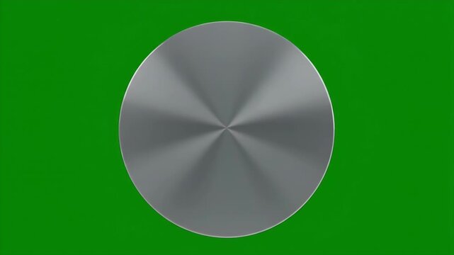 Rotating Metal Disc on Green Screen Background for Compositing and Visual Effects.