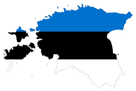 Estonia Flag on Estonia Map Europe Country