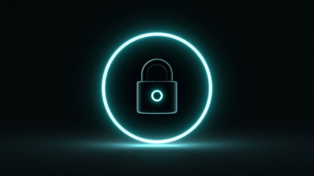Neon Lock with Floor Glow Cyber Security UI