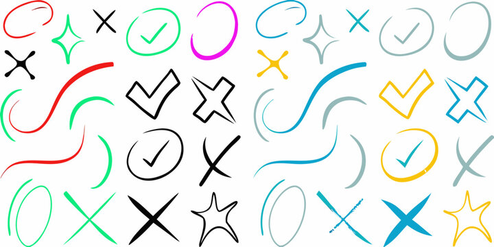 colorful hand drawn doodle elements on a white background