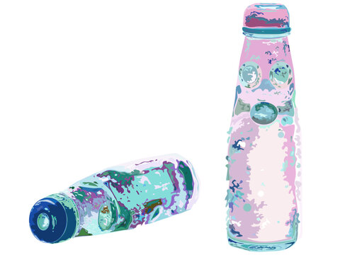 Simple vector illustration of Japanese ramune soda bottle