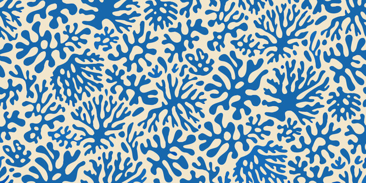 Blue coral pattern a seamless organic texture with branching shapes