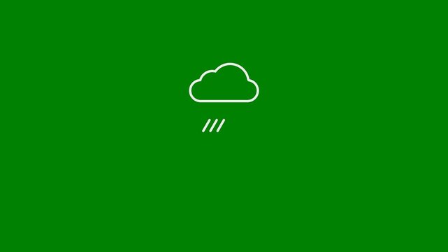 Rainy Day, Clouds, Rain Drops, Adverse or Bad Weather, Drizzle, Rainy Season - Minimal Flat Design Motion Graphics Clip - Green Screen, Seamless Looping, 7.5% Gray