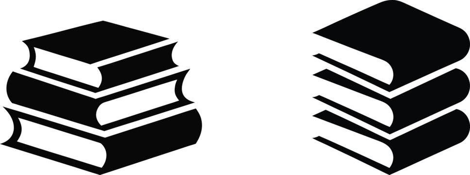 Stack of hardback books icon collection isolated on white background depicting library education learning study knowledge.