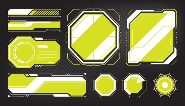 Futuristic Sci-Fi HUD UI Elements Set - Cyberpunk Tactical Digital Interface Frames and Tech Infographic Assets