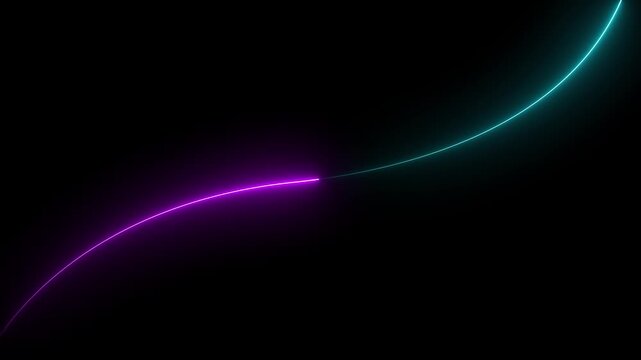 4K Abstract glowing neon lights blinking lines moving animation. neon lines waving copy space Seamless loop animation. on black background.