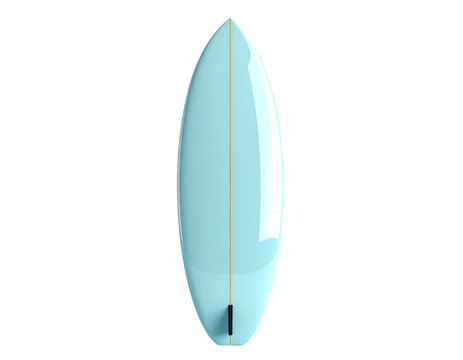 Light Blue Surfboard with Single Fin and Stringer