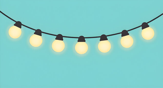 string, lights, vector, festive, hanging, illustration, holiday, party, decoration, bulbs, glow, celebration, colorful, garland, ambience, event, design