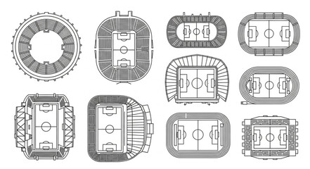 Collection of Stadiums from Top View. © Kani