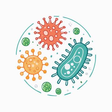 Cartoon Bacteria and Viruses Illustration