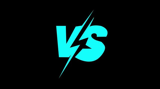 VS versus bars icons . blue color neon animated versus vs bars neon multiplayer co op team with smokey on black background. 4k video motion graphic animation. black background. V/S ANIMATION .4k