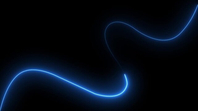 Abstract glowing neon lines waving copy space. Abstract 4K black background visuals