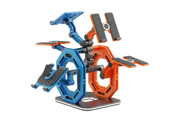 Naklejka premium Geometric bicycle sculptures, metal art pieces, colorful bike models, abstract sculptures, modern decor 4k, Premium Quality,