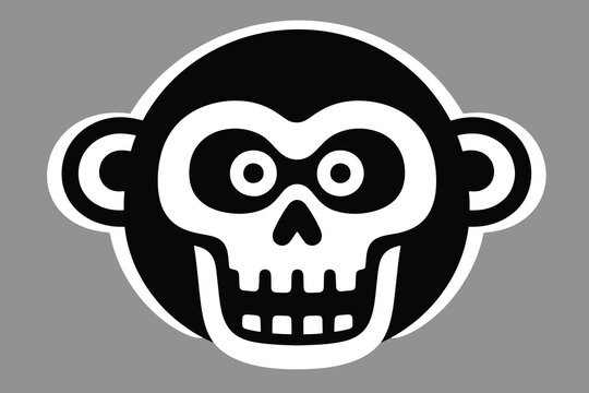 Skull Faced Monkey Head Geometry Vector Illustration Creative Design Template 