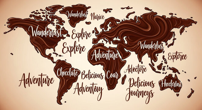 Vintage world map with travel words adventure explore wanderlust