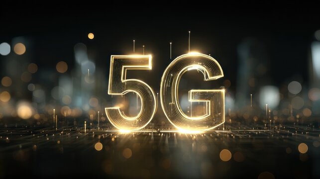 5 g technology concept on digital background