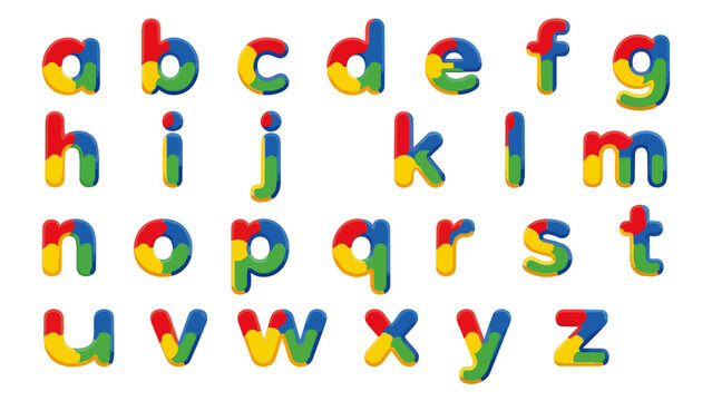 Multicolored alphabet letters on transparent.