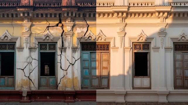 Historic Building Facade Restoration Before And After Comparison