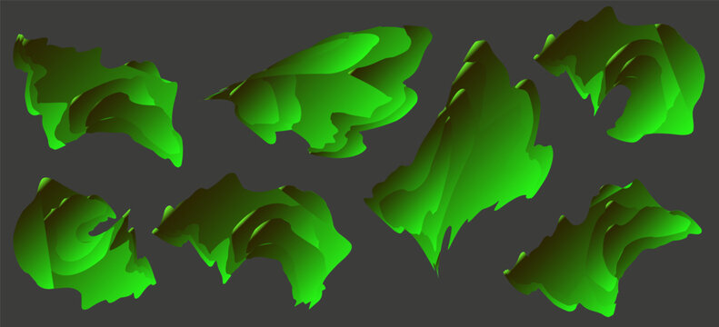 Minimalist 3D isolated shapes in a black and emerald gradient. Dark, mysterious volumetric forms with a subtle green glow for sophisticated and edgy designs.