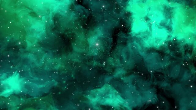 沢山の星が流れる緑の宇宙