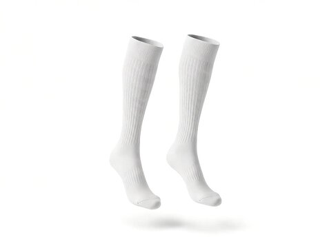 White knee high compression socks rotating for medical or sport