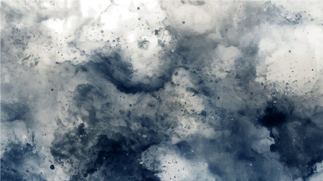 Vector Abstract watercolor artwork evokes a sense of fluid movement and ethereal depth, reminiscent of swirling clouds or cosmic nebulae with its moody monochrome tones, adding aesthetic appeal.