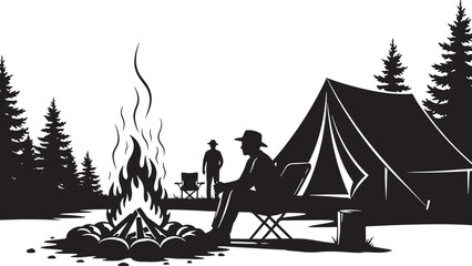 Camping scene with campfire and tent outdoor living campfire © SUMA