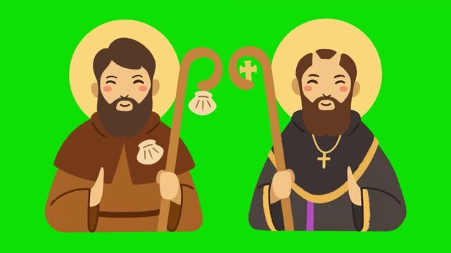 Video of Saints Philip and James the Less characters for religious feast day celebration. Saints philip and james feast day. Hand drawn.