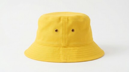 Fototapeta premium Bright yellow bucket hat isolated on white studio background