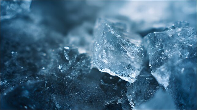 Macro view of ice fragmentation close-up photography in a crisp frozen environment