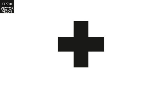 Black Plus Sign Icon Symbol.