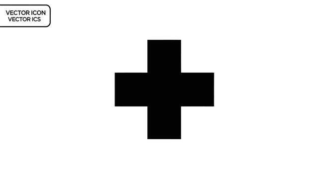 Black plus sign symbol icon.