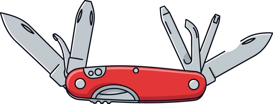 Red multi tool pocket knife.