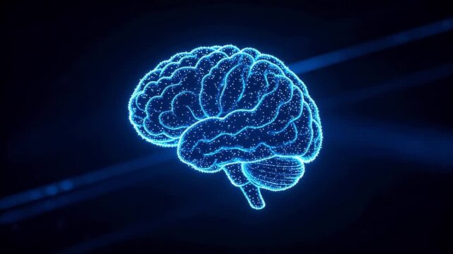 Blue glowing brain illustration