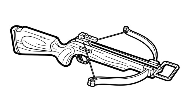 Detailed illustration of a crossbow isolated graphic on white background