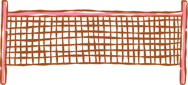 Sketchy Tennis Net Doodle Whimsical Hand Drawn