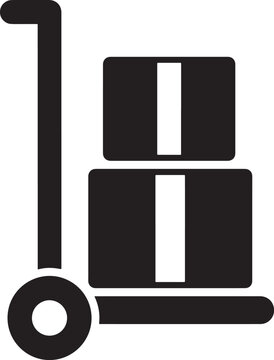 Hand truck with boxes icon silhouette vector logistics