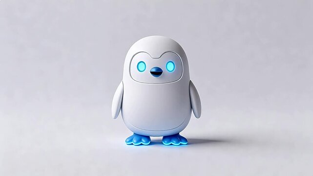 Robot penguin with glowing eyes