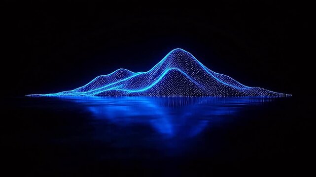 Blue glowing digital mountain