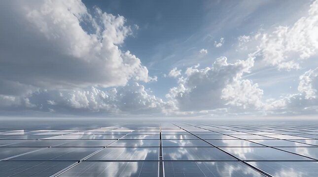 Expansive Sky Framing Solar Panels In Minimal Composition