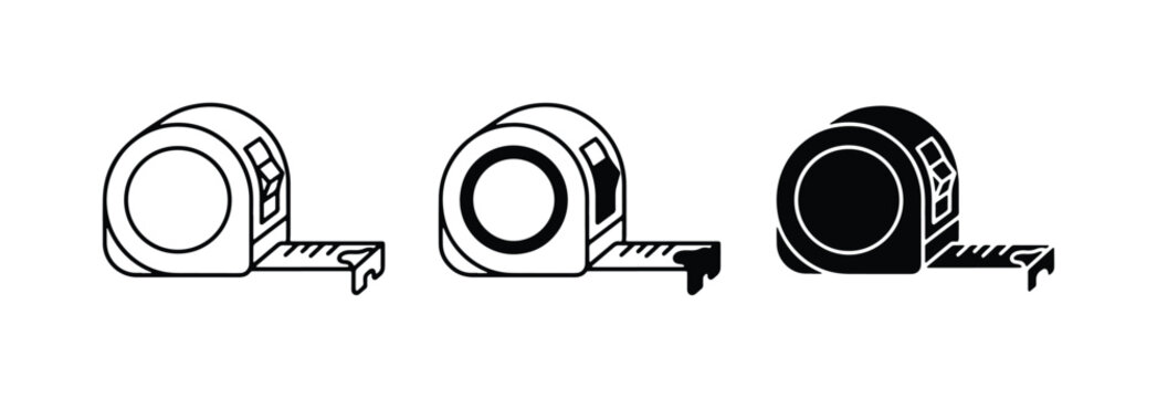 Tape Measure Icons, Measuring Tool Vector Set, Construction DIY Graphics