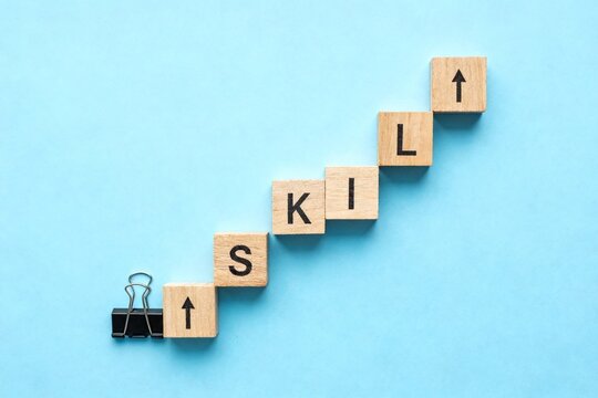 Wooden blocks spelling skill with arrows
