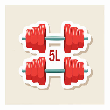 Pair of Red Dumbbells with 5L Label