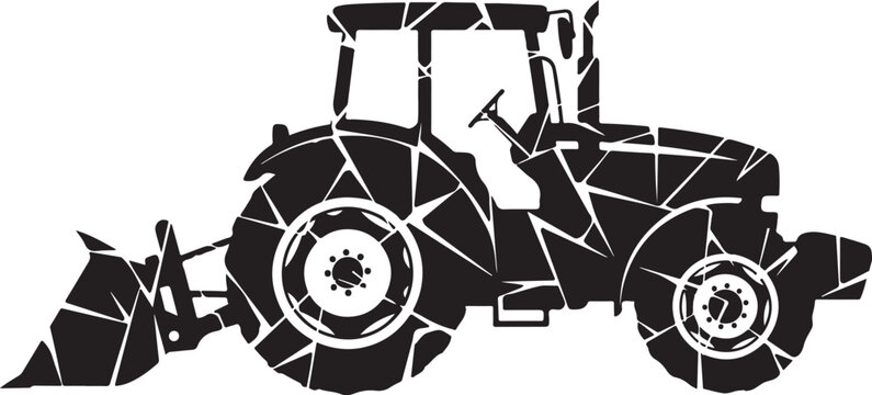 Black and white tractor with mosaic pattern design