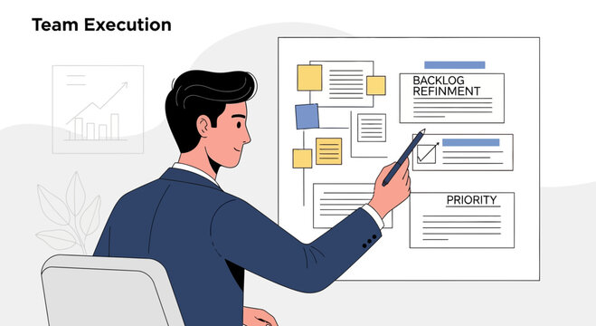 Business Team Execution plan meeting, project management strategy, agile workflow