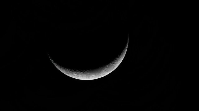 Crescent Moon Surface Detail - Astrophotography Background